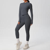 SSITO Traje de Yoga de 2 UDS., Conjunto Deportivo de Gimnasio para Mujer, chándales para correr con Cremallera, ropa Deportiva de entrenamiento, Camisa Deportiva Larga de manga, ropa de Yoga - details 28