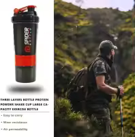 Vaso mezclador de proteínas, vaso mezclador de 3 capas, botella deportiva antideslizante con bandeja para pastillas, vaso mezclador a prueba de fugas - details 3