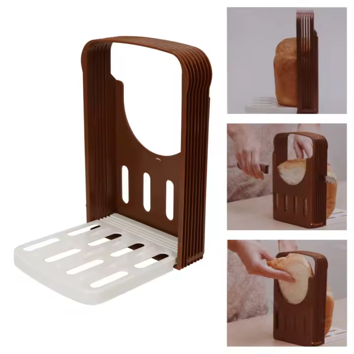 Cortador De Pan Toaster Soporte Plegable Para Panecillos Herramienta De Corte Guía Plástica Para Hornear - 1