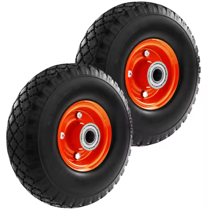 Rueda maciza de carretilla anti-pinchazos 2-pack 100 Kg 10x3" 254x76 mm para carros y plataformas de transporte - PrimeMatik - 1