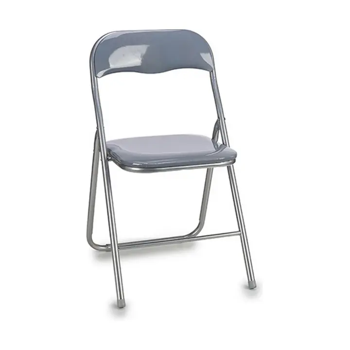 Silla Plegable Gris PVC Metal - 1