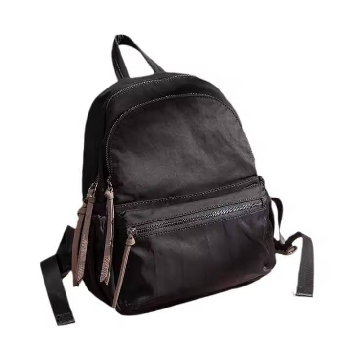 Mochila de gran capacidad, mochila de tela Oxford con cremallera Simple a la moda para mujer, mochila negra W - 1