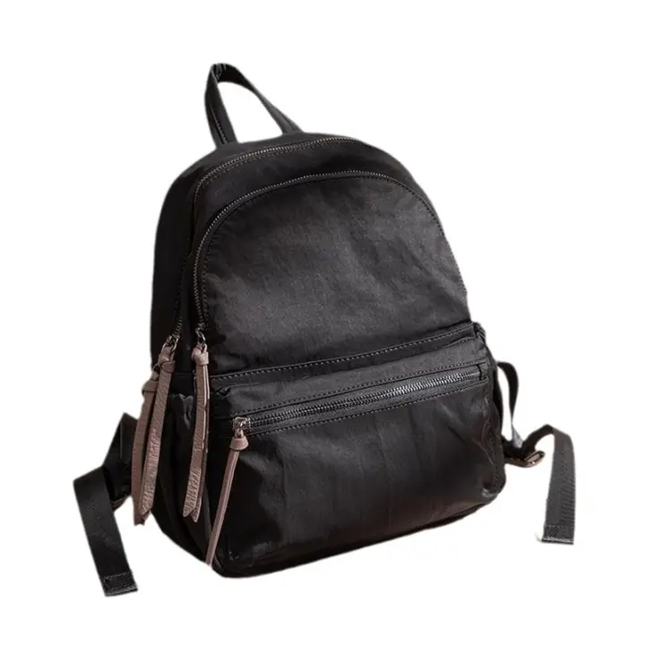 Mochila de gran capacidad, mochila de tela Oxford con cremallera Simple a la moda para mujer, mochila negra W - 1
