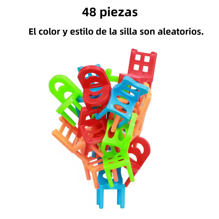 Juego De Bloques Educativos De 48 Piezas Sillas Pila Juguete Interactivo Para Niños Y Padres Reducción Del Estrés Tamaño Pequeño Compatible Con Lego - 1