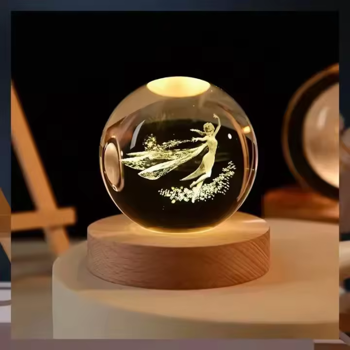 Lámpara De Cristal 3D Luz Galáctica Planetaria Luz Nocturna Para Decoración Del Hogar Regalo De Navidad Luz De Noche Para El Lado Del Cama - 1