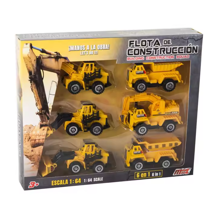 Flota de Vehículos de Construcción 1:64 6 Vehículos Juguetes MODELMOVIL - 1