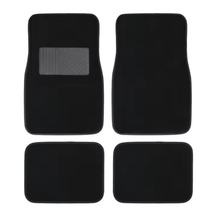 HOGUITA-Juego de 4 Alfombras de Moqueta para Coche,Alfombrillas Universales para Coche,Antideslizantes,Alfombras Delanteras y Traseras,Color Negro - 1