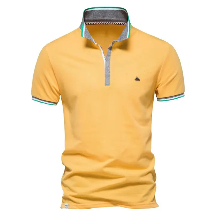 Camisa Polo de Algodón A LA Moda con decoración de metal y solapa, novedad de Primavera y Verano - 1