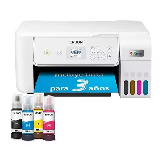 Impresora multifunción tinta - Epson EcoTank ET-2876, Serie 2870, Color, Tinta recargable, WiFi, Blanco - 1