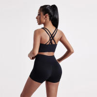 Sujetador De Deporte Para Mujer En Color Sólido Con Palanca Cruzada Y Almohadillas De Pecho Transpirable Y Suave Para Gimnasio Yoga Fitness Entrenamiento Completo Y Correr - details 12