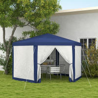 Gazebo 4x3m Hexagonal Impermeable Estable Resistente al Frío Gazebo con Mosquiteros Tienda de Fiesta Tienda de Jardín con 6 Paneles Laterales Gazebo de Jardín para Jardín de Camping, Azul - details 0