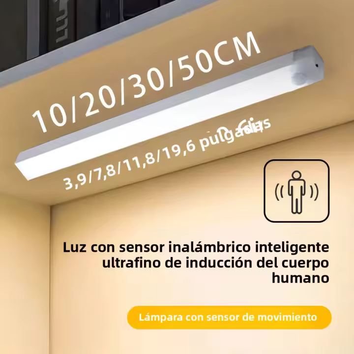 Luz De Sensor De Movimiento LED Recargable Por USB Para Armario Escaleras Y Cocina Luz Nocturna Wireless Tipo C Instalación Sencilla Incluye Batería Recargable - 1