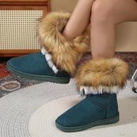 Botas De Invierno Para Mujer 2023 Nuevas Bota Corta De Algodón Con Forro De Poliéster Grueso Y Fleece Antideslizante Botas De Nieve Cálidas Y Planas - details 7