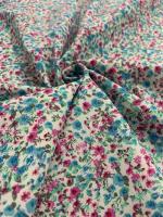 Tejidos Ortuño- Tela flores Fucsia rosa y azul de algodón, patchwork,  prendas infantiles, decoración hogar ,manualidades, complementos 1 m x Ancho 1.50m - details 5