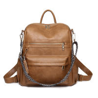Mochila retro de gran capacidad y moda, bolso de hombro de cuero suave de doble propósito, mochila para mujer - details 1