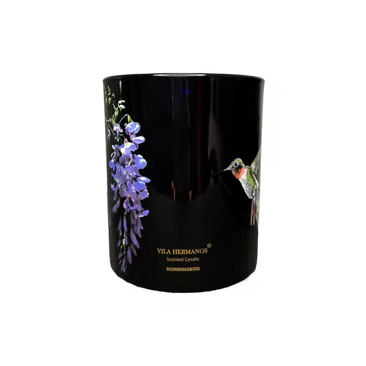 Impacte Milano - Vela Aromática 200gr – Hummingbird. Aroma Cálido, Exótico y Tropical. Fragancia Bouquet Floral, Gardenia, Violeta. Cera Vegetal. Velas Aromáticas con Diseño de Colibríes, Velas Perfumadas para el Hogar - 1