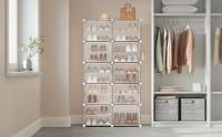 SONGMICS Mueble Zapatero Plástico, 10 Compartimentos, Zapatero Modular, Estantería Modular de Plástico, 30 x 40 x 30 cm Cada Cubo, con Puerta, Marco Acero, Panele Plástico, Blanco/Negro - details 4