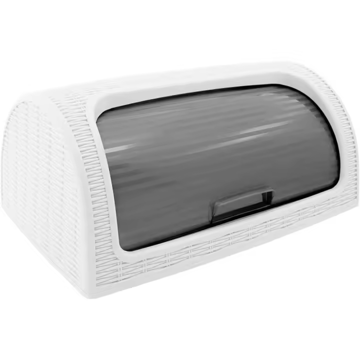 COSHANO Panera de plástico tipo Ratán, cesta almacenamiento de alimentos pan bocadillos. Caja con tapa enrollable. Sin BPA. Color blanco - 1