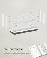 Banco zapatero de bambú blanco de 2 niveles, acolchado gris para sentarse, organizador estable para zapatos, soporta hasta 136 kg, ideal para entrada y sala de estar - details 4