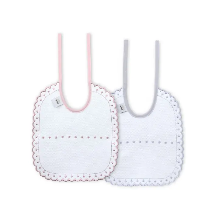BAVETE (PACK 2 UNIDADES) 100% ALGODÃO- CINZA & ROSA - 1
