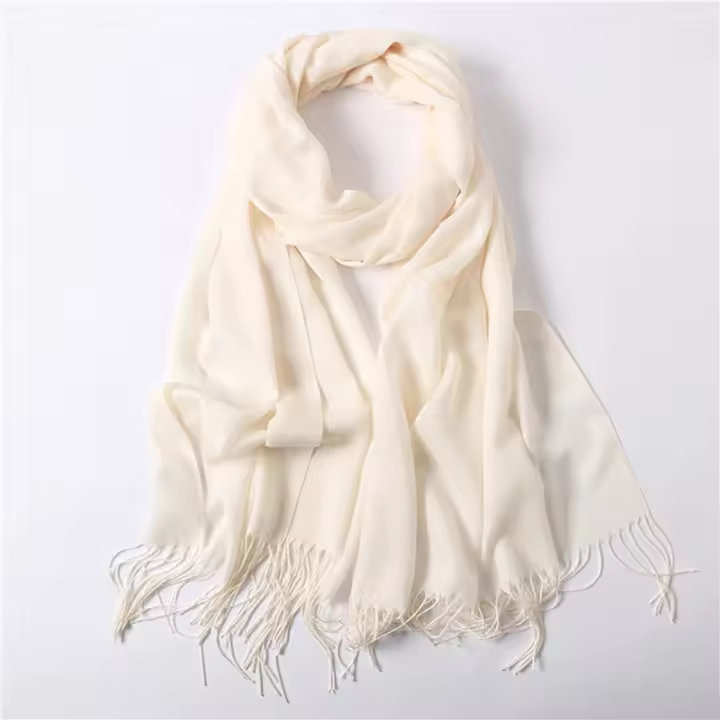 Bufanda De Moda Para Mujer En Color Sólido Invierno Hijab Trenzas Largas Chal De Mujer Pashmina De Lana Acrílico Envoltura Echarpe - 1