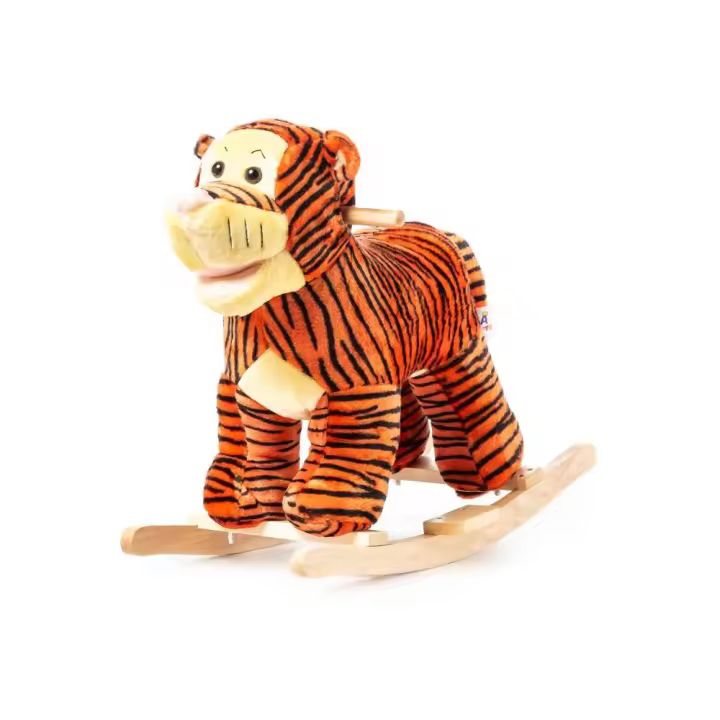 Caballo balancín Tigre,  Balancín de peluche y Madera en Forma de Tigre para Niños: Juguete tradicional, Seguro y Duradero, Ideal para Desarrollo de la Coordinación y Equilibrio en Pequeños - 1