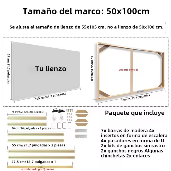 Marco De Madera Para Pintura En Lienzo Tamaño Personalizable 40x80 50x100 60x120 Cm Marco Para Fotos Y Pinturas De Aceite - 1