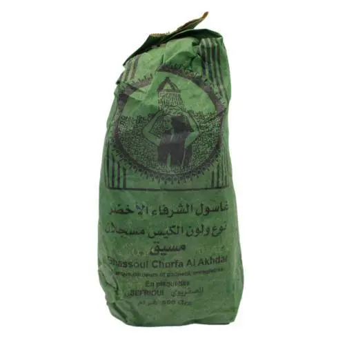 2x Ghassoul marroquí arcilla natural Chorfa Al Akhdar 500g .- Cuidado del Cabello y Cuerpo - Pack 2 unidades - 1
