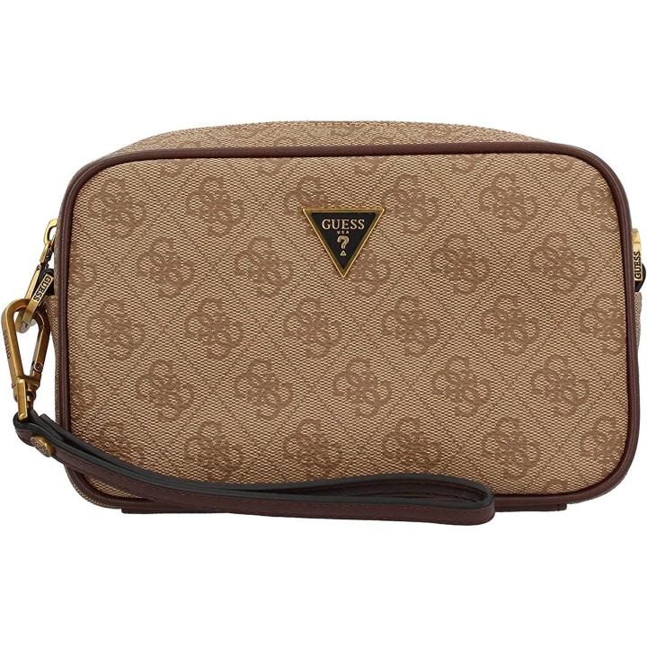 Guess Vezzola Bolso Bandolera Pequeño Textil de Poliuretano Marrón GU154H046-O11, Bolso de Hombro Compacto Unisex, Diseño Elegante y Funcional, 13x20x5 cm