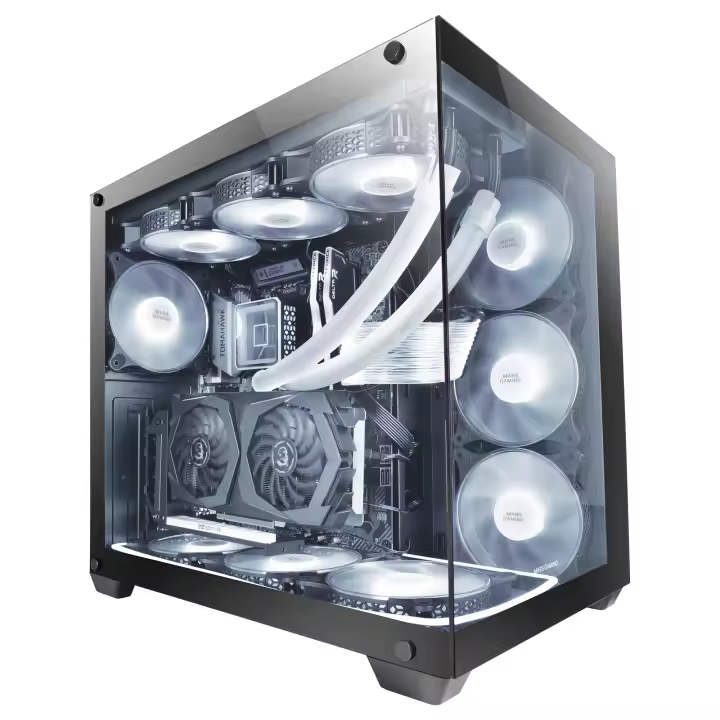Mars Gaming MCV4, Torre Gaming Custom XXL E-ATX, Ventana Cristal Templado Lateral y Frontal Sin Marco, Estructura Modular Doble Cámara, Caja PC Gaming Negro, Rosa o Blanco - 1