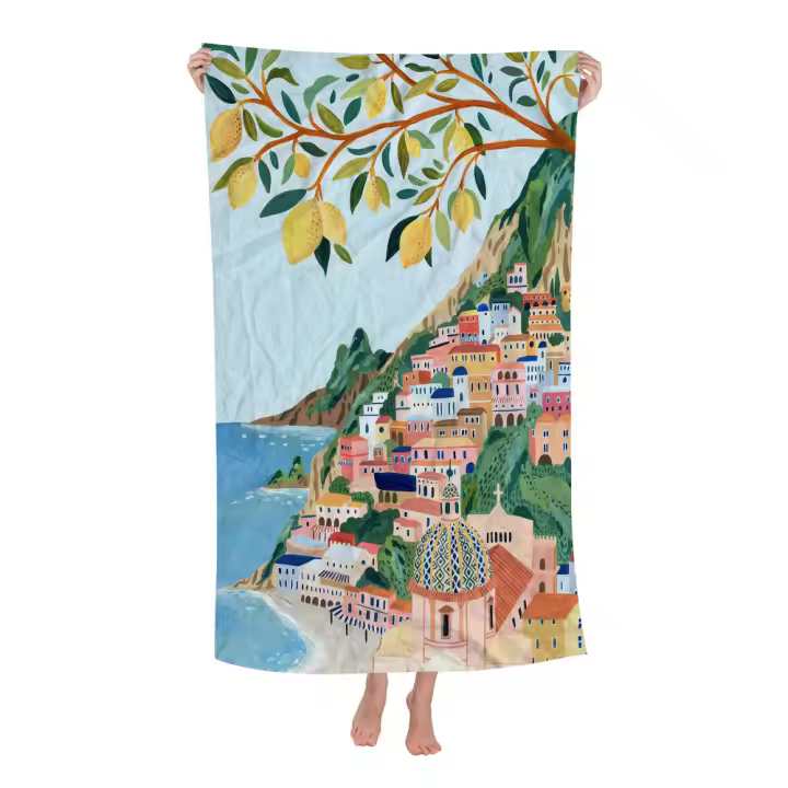Toalla De Playa Microfibra Santorini Positano Amsterdam Absorbente Secado Rápido Suave Para Yoga Natación Resort Montañismo Tamaño 76x182 Cm - 1