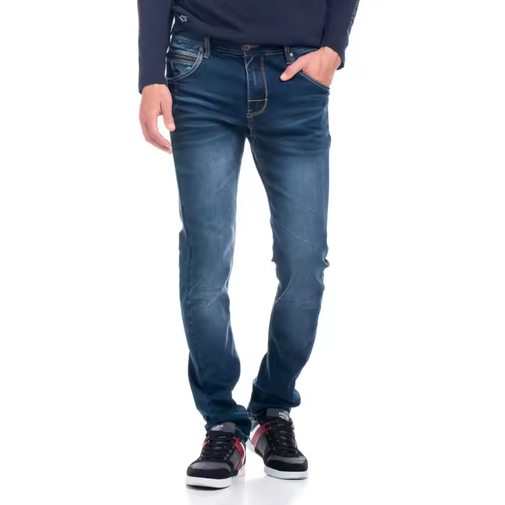 Koroshi Pantalón Denim regular straigth detalle cuadros - 1