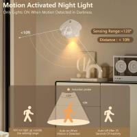 Luz nocturna LED con detector de movimiento  2 unidades  recargable  USB  lámpara de pared interior con 3 modos de intensidad regulable (automático/ON/OFF)  lámpara de noche adhesiva para - details 1