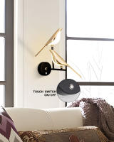 Lámpara De Pared LED Toque Magpie Bird Rotación 360° Para Sofá Cama Interior Iluminación De Interiores Metal Dorado Plata - details 0