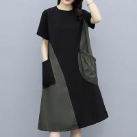 ZANZEA Vestido Corto De Verano Para Mujer Estilo Coreano Colorblock Patchwork Con Bolsillos Grandes Y Manga Corta Moda Casual Vacaciones - details 1