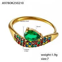Encanto Aristócrata Rosa flor anillos para mujer 316L Acero inoxidable circón cúbico mujeres anillos de dedo joyería de moda impermeable impermeable delicado moda de lujo lágrima Zirconia pavé anillo de acero inoxidable para mujeres - details 0