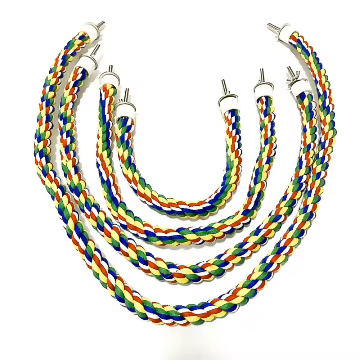 Juguete Para Pájaros Colgante De Colorido Cordón Para Cages De Periquito Y Cacatúa Accesorios De Juguete De Algodón Puro Para Mascotas - 1