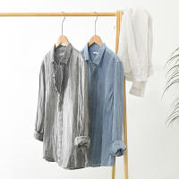 Camisa De Lino 100% Para Hombre Diseño Vintage Con Mangas Largas Cuello En V Casual Botones Ocultos Moda Moderna Para Oficina Y Uso Diario - details 2