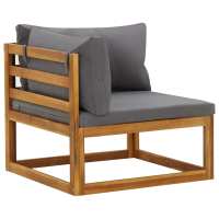 Vidaxl Sofás Modulares de Esquina de Madera Maciza de Acacia Gris Oscuro y Crema - details 1
