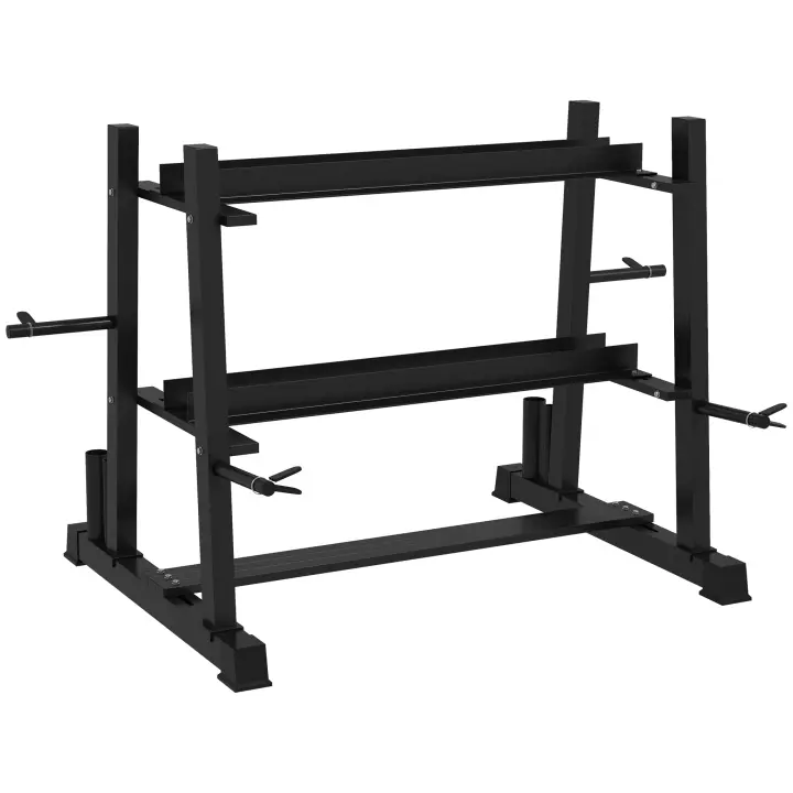 SPORTNOW Soporte para Mancuernas, Soporte para Mancuernas con 3 Estantes, Soporte para Mancuernas, Soporte para Pesas, Pesas Rusas, Capacidad de Carga hasta 200 kg, Acero, Negro, 131 x 75 x 80 cm - 1