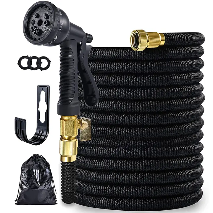 Hoz De Jardín Expansible Con Conector Metálico Doble Y Rollo De PVC Para Riego De Jardín Y Lavado De Coche Alta Presión - 1