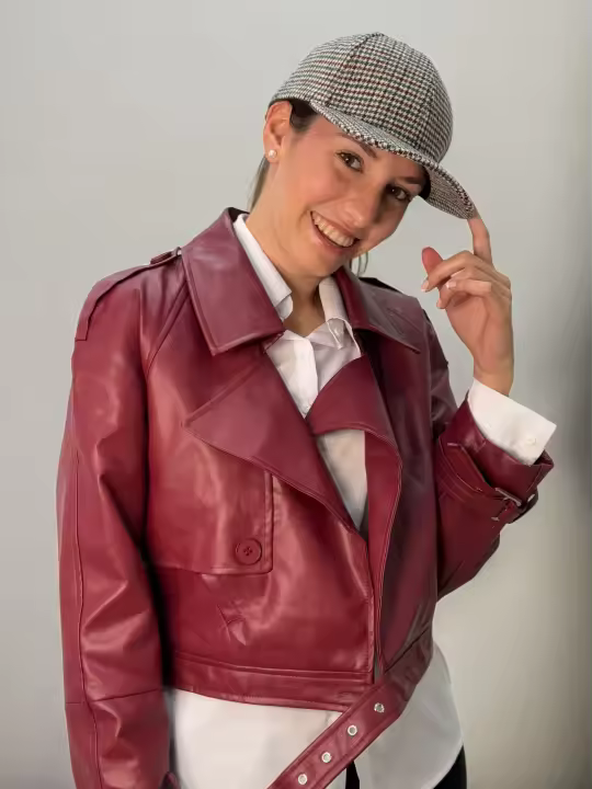 CHAQUETA POLIPIEL BURDEOS - 1