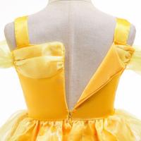 Vestido De Princesa Floral Sin Mangas Para Niñas Disfraz De Belle Y La Bestia Ropa De Fiesta Carnaval Halloween Talla True Mid-Calf Polyester - details 5