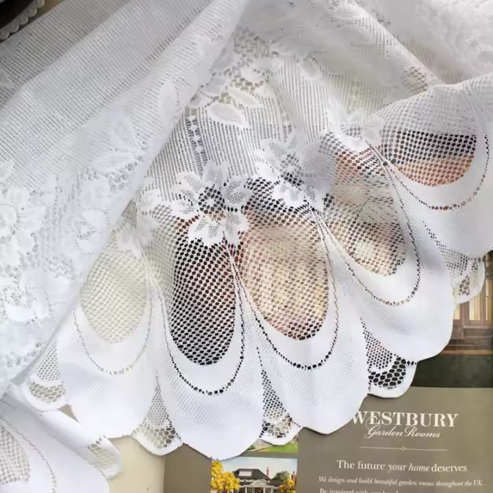1pc Cortinas Blancas De Encaje Transparentes Para Cocina Y Comedor Cortina Corta De Voile Tratamiento De Ventana Para Puerta Sin Cierre - 1