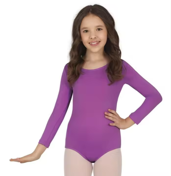Maillot de Danza Ballet Gimnasia de Manga Larga y Cuello Redondo para Niños y Niñas. - 1