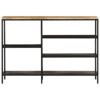 vidaXL Mesa consola madera maciza mango rugosa y hierro 110x30x75 cm Mesa de sofá Mesa de Entrada para Salón Consola de Entrada Mueble Recibidor Mesita Mesa auxiliar Salon - details 0