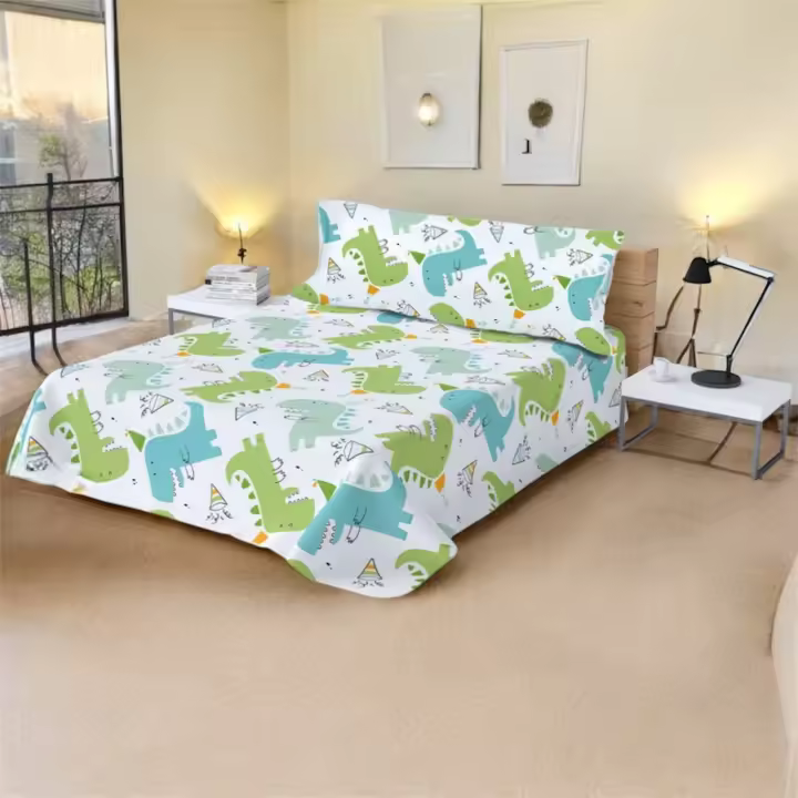Juego de Sábanas Infantil  3 Piezas - 1 Sábanas Bajera Ajustable, 1 Sábana Encimera y 1 Funda de Almohada  90cm 105cm 100%Poliéster - 1