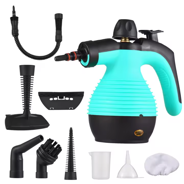 Limpiador a vapor portátil de mano, máquina de limpieza a vapor presurizada de alta temperatura con 9 piezas, accesorio para cocina, 1050W - 1