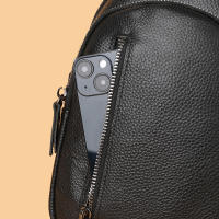 Bolsa De Pecho Para Hombre 100% Cuero Genuino Bolsa De Hombro Mensajero Casual Bandolera Estilo Fashion Bolsa De Mano Pura - details 11
