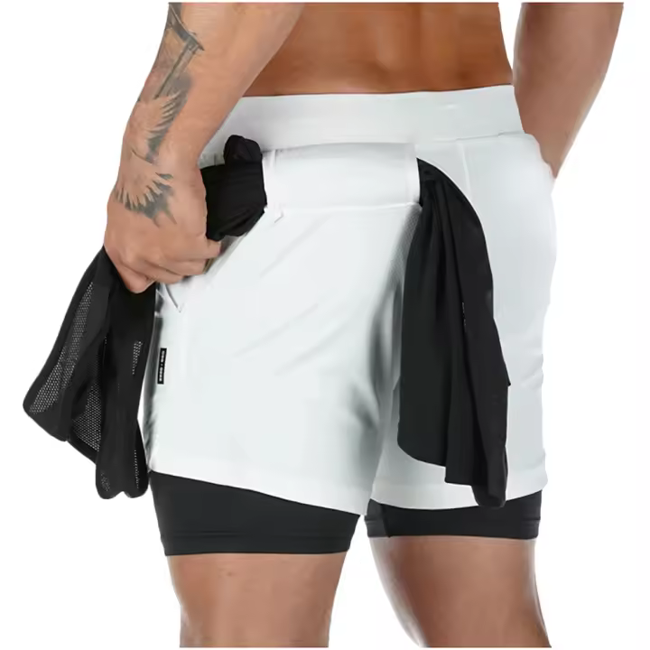 Shorts De Fitness Para Hombre Moda Transpirable 2 En 1 Doble Capa Secado Rápido Gimnasio Correr Ejercicio Deportivo Shorts Ajustados - 1
